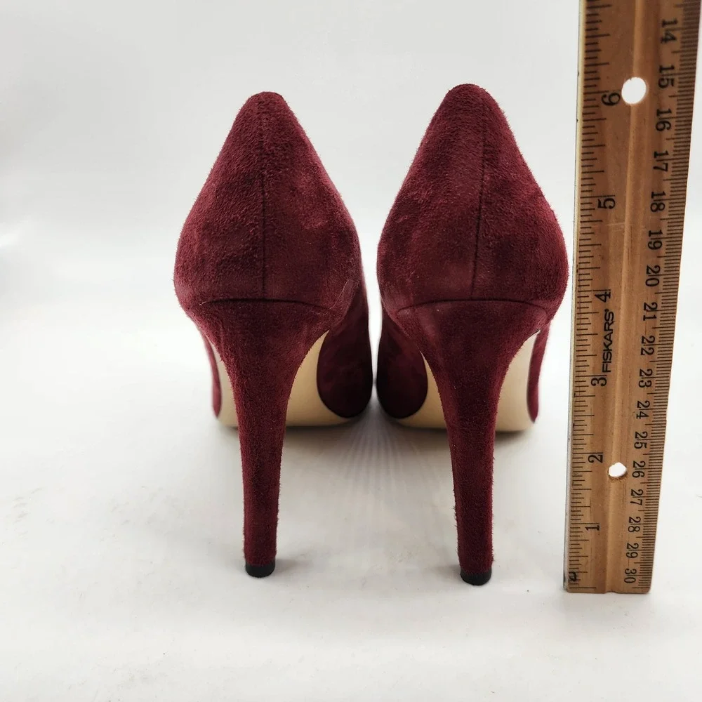 M. Gemi V-Cut Pumps Women's 37.5 Burgundy Suede V-Vamp Pointed Toe Stiletto